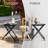Folding Patio Side Table with Tempered Glass Tabletop