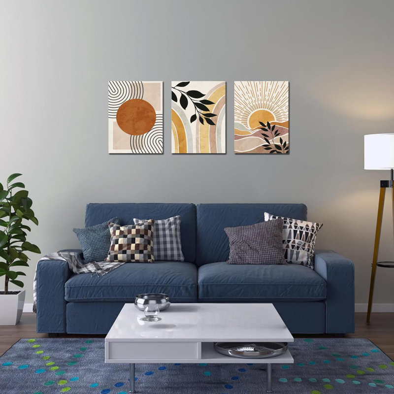 3 pièces, art mural boho orange désert, 16 po x 24 po