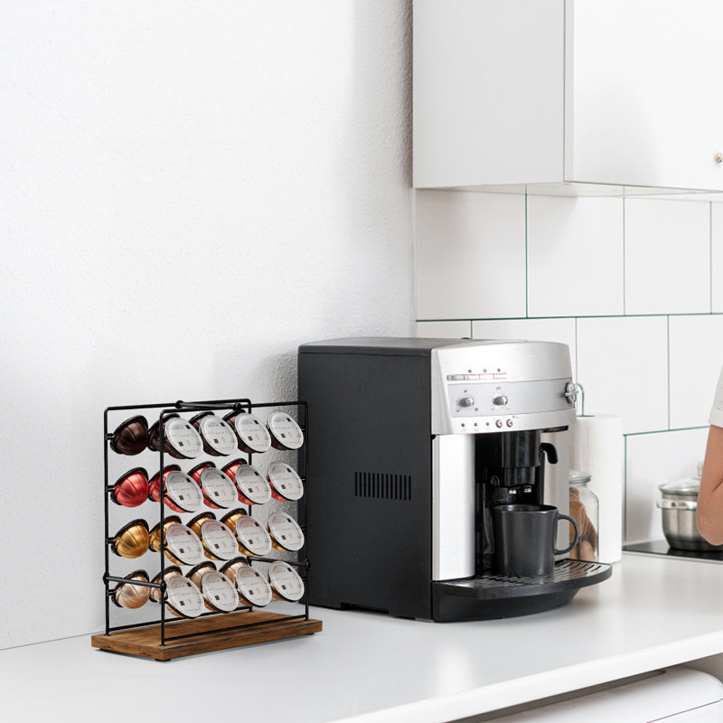 Grand support de rangement pour tasses (capacité de 32, brûlé et noir)