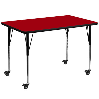 Goddard Commercial Adjustable Height Rectangular Activity Table with Locking Casters