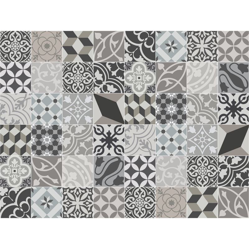 Lydia Vinyl Machine Printed Area Rug, Rectangle 3'3.4" x 4'4.4"