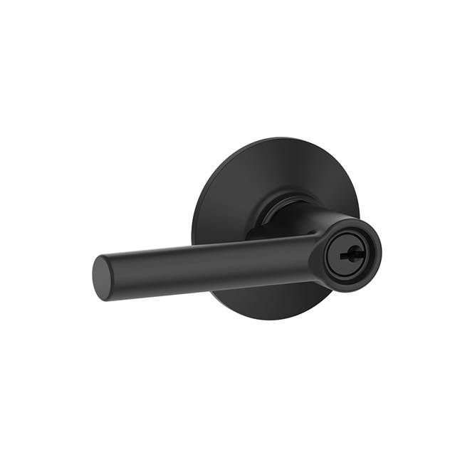 Broadway Lever Keyed Entry Lock, Matte Black, Yes