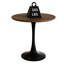 Table de salon ronde 31,5 "de couleur noyer Mid-Century avec surface et base noire, confortable pour 2 à 4 personnes dans un bureau de patio-1129166530