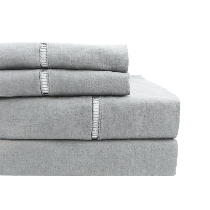 Briar 100% Linen Sheet Set, Full, Gray