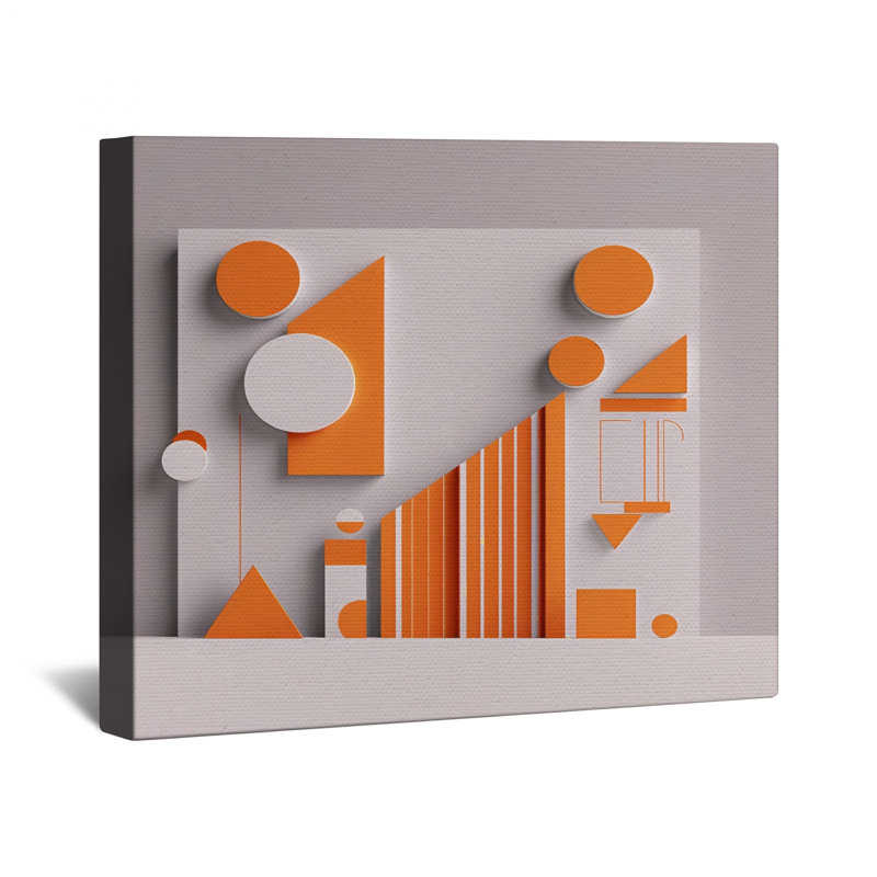Orange White Shapes Canvas Gallery Wrap in Many Sizes, 20 x 24 inches