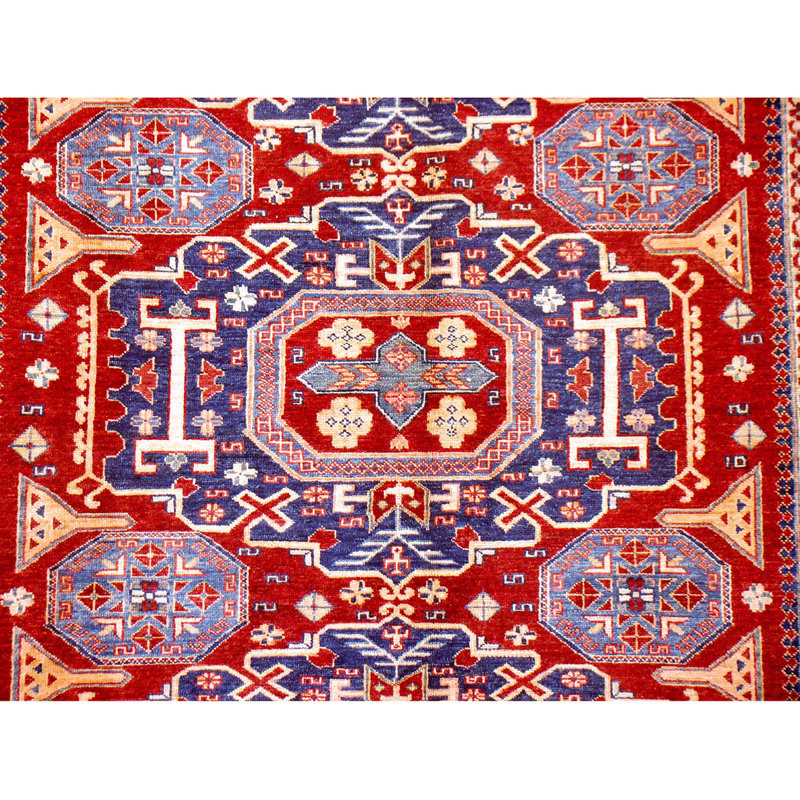Tapis oriental rouge / bleu en laine noué à la main