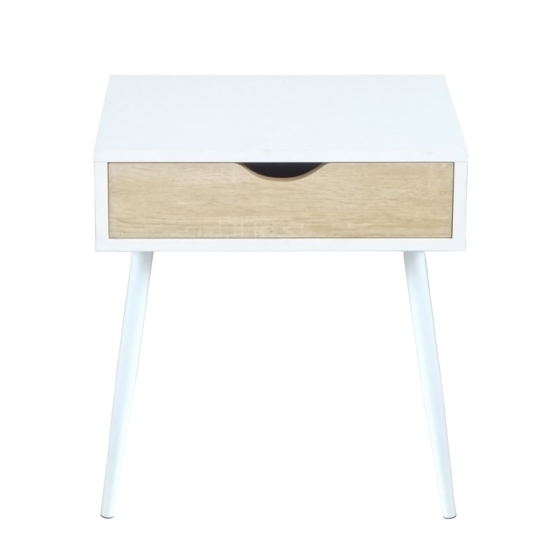 Toulouse 45cm W Manufactured Wood Bedside Table, White/Natural