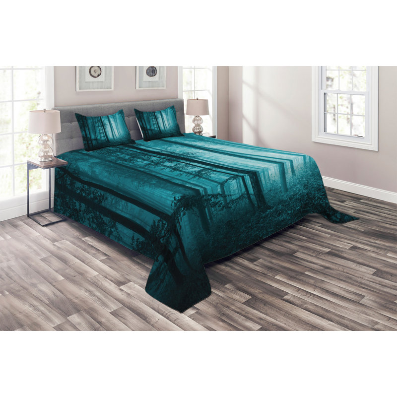 Rustic Polyester Marble Coverlet, King Bedspread + 2 Shams