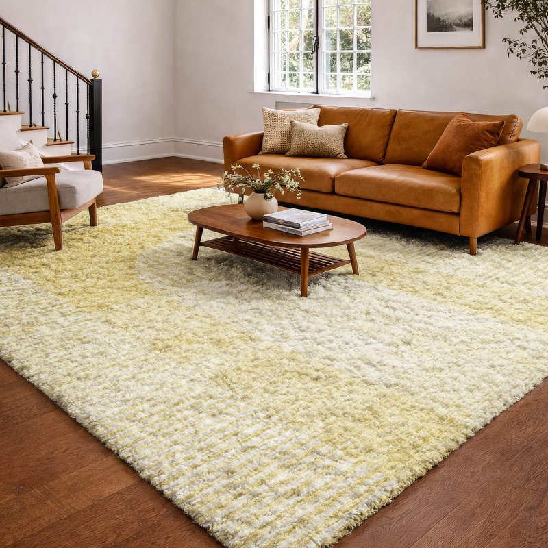 Tapis à poil long de qualité supérieure lavable à la machine ADS711, Doré, 10 pi x 14 pi
