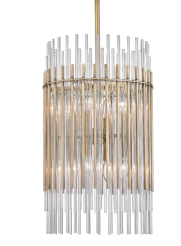 Wallis 10 Light Pendant, Aged Brass, 10