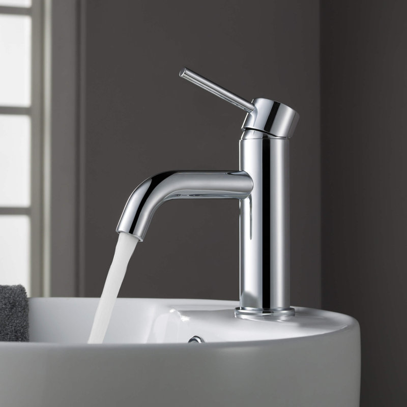 Robinet de lavabo de salle de bain à poignée simple avec bonde escamotable, Chrome chrome