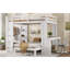 Lit superposé avec lit inférieur démontable et bureau, structure de lits superposés en bois massif avec tablettes intégrées et garde-robe, peut être converti en lit mezzanine-236326229