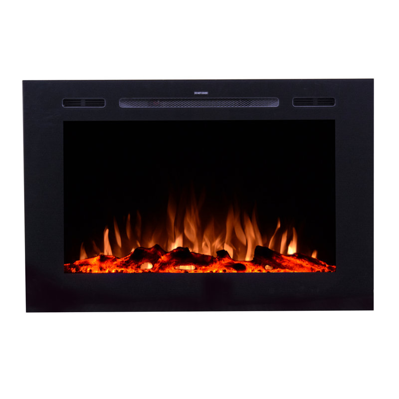 Forte 40" Black Recessed Electric Fireplace with Remote