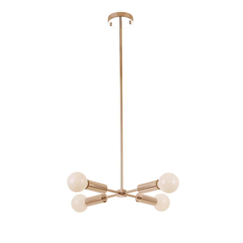 Livilla Modern 4 Light Sputnik Chandelier, Gold, 4" H x 15.75" W x 15.75" D