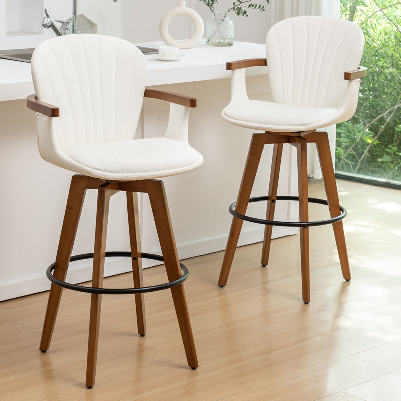 Kelsch Swivel Bar Stool, White, Bar Stool (76.2cm Seat Height)
