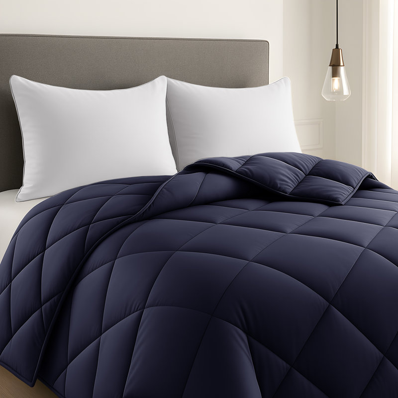Édredon en duvet synthétique uni toutes saisons Lux Decor, Édredon très grand, Marine
