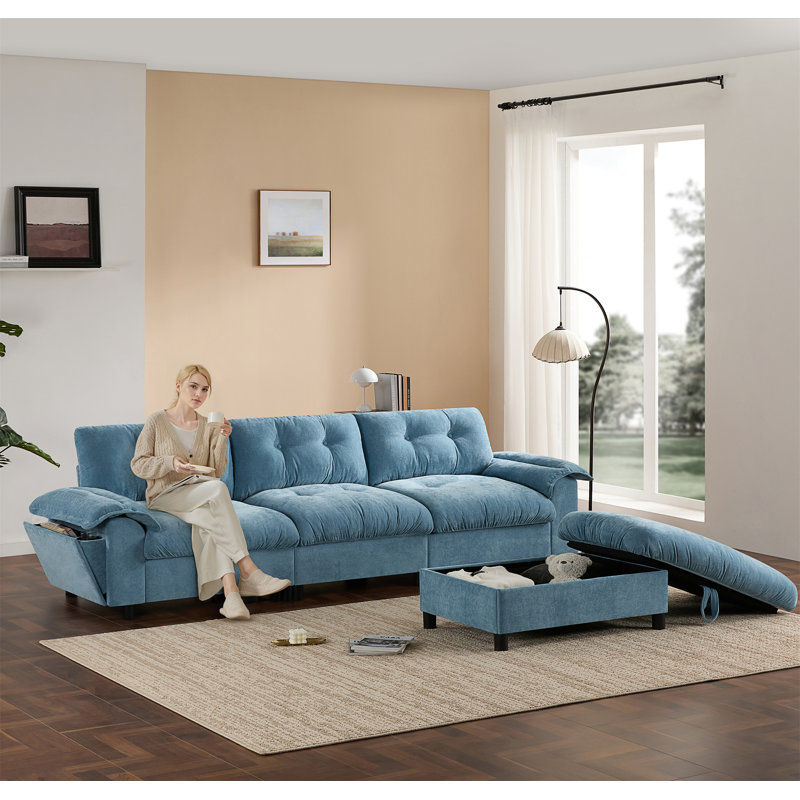 [VIDÉO] Canapé modulaire 104 * 60 ", Bleu clair