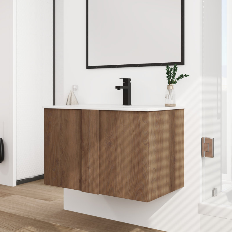 Meuble-lavabo simple 24 po avec comptoir en céramique et meuble-lavabo flottant 24 po, 30