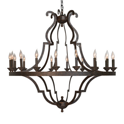 Seville 18 - Light Iron Dimmable Wagon Wheel Chandelier