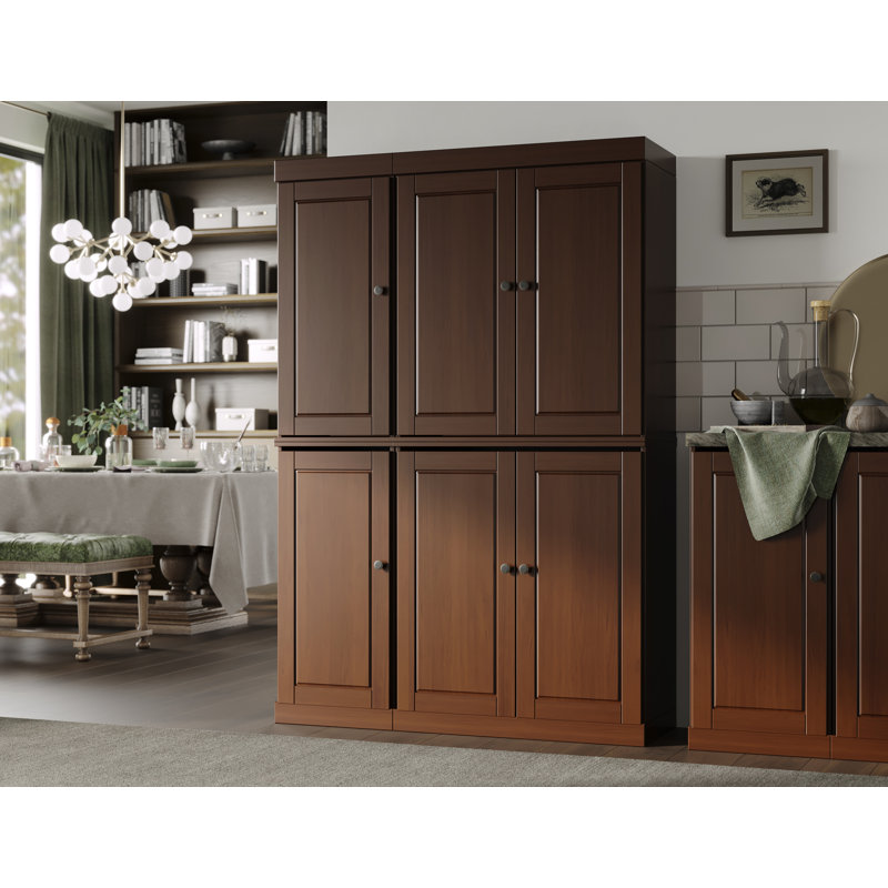 Grande armoire de cuisine Nicu 100% bois massif avec portes, tablettes réglables, armoire de rangement modulaire, l 48,5 po x H 71,5 po