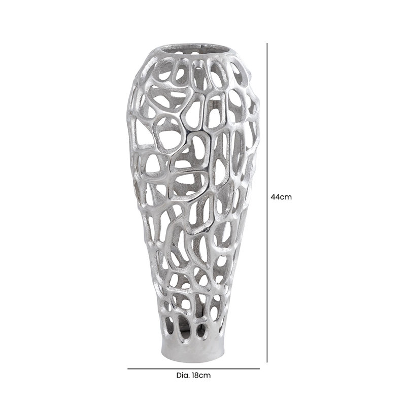 Codera Metal Floor Vase, 44cm H  x 18cm W  x 18cm D, Nickel