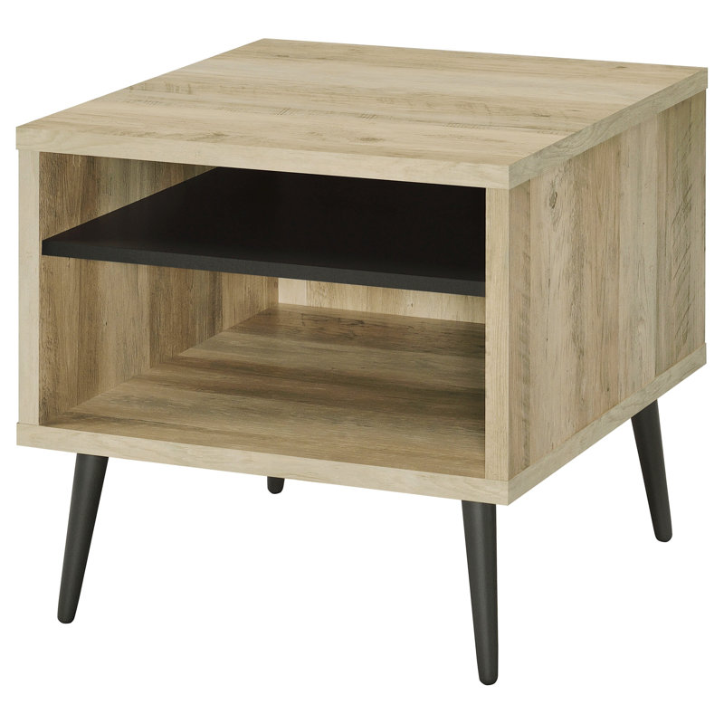 Square Side End Table with Storage Shelf