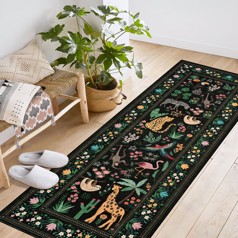 Washable Rugs for Living Room Area Rugs for Bedroom Scalloped Rug Modern Bordered Non Slip Kids Bedroom Carpet Stain Resistant Floor Cover