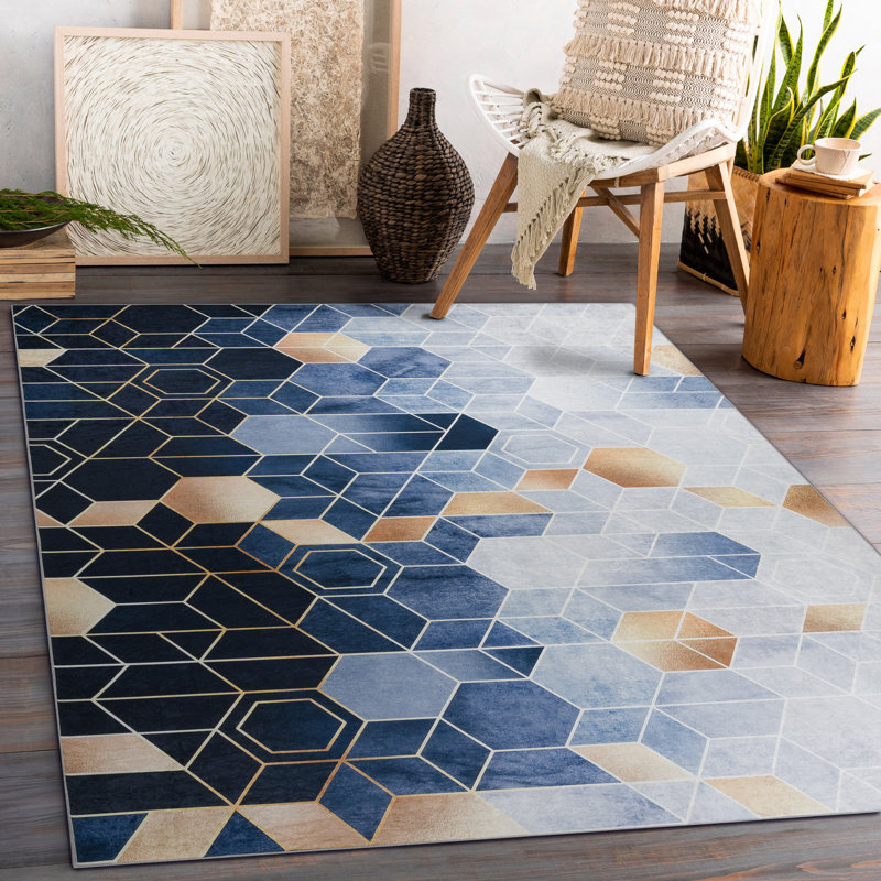 Onsted Geometric Area Rug, Runner 80 x 150cm