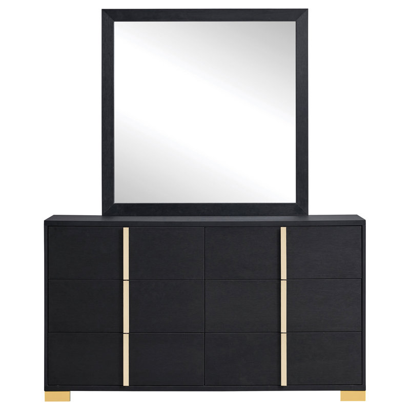 Jelissa 58.5'' W 6 - Drawer Dresser, Black