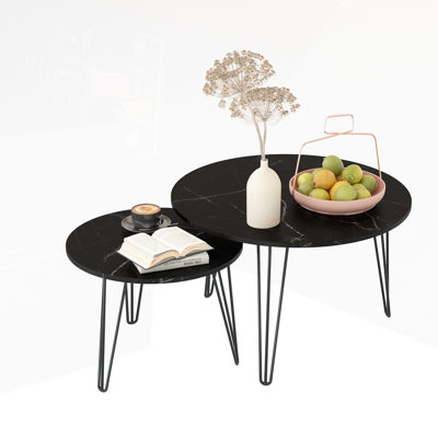 Round Nesting Coffee Table Set of 2 for Living Room -  Ivy Bronx, EA7E81077CBC401D8AEB20C449E2B6E6