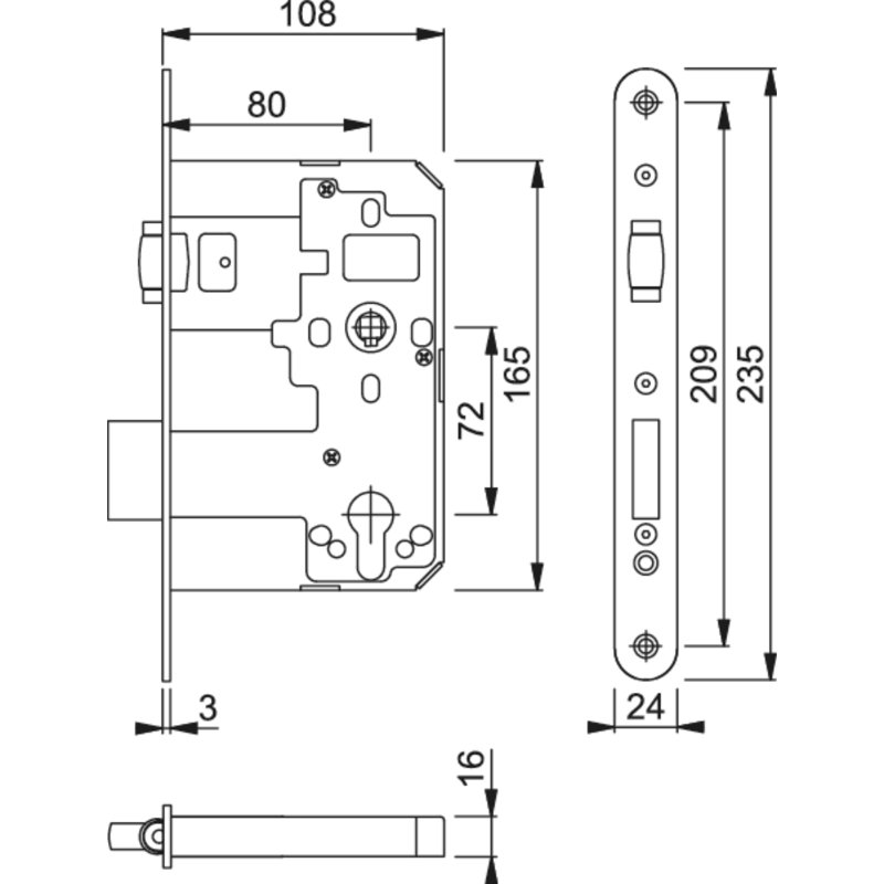 Stainless Steel Lock, Silver, 23.5cm H x 1.6cm W x 10.8cm D