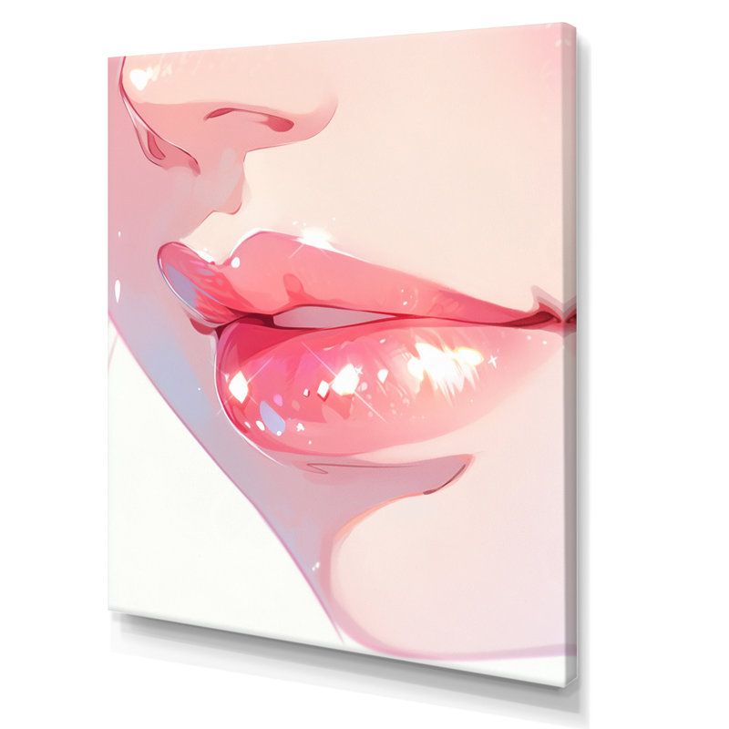 «Pink Pastel Pout Lips» sur toile, Toile tendue, H 44 po x l 34 po x P 1,5 po