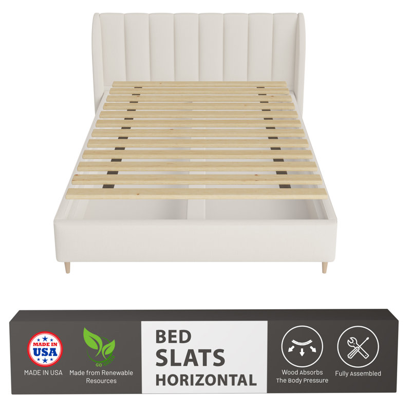 Knightdale 0.68" Extra Heavy Duty Horizontal Mattress Support Wooden Bunkie Board/Slats, Queen