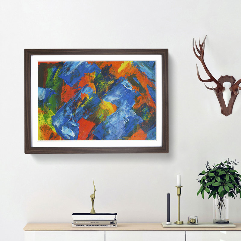Abstract Art Painting Vol.130 by S.Johnson - Framed Print, 27cm H x 36cm W x 2cm D, Walnut Framed