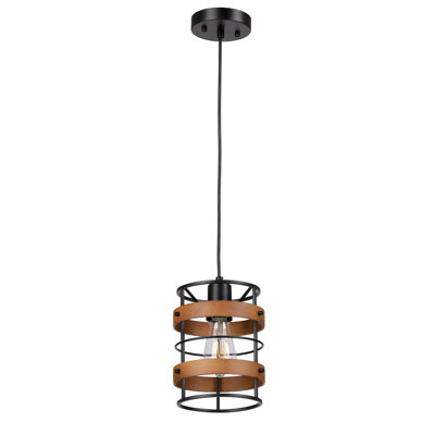7.2-inch 1-Light Farmhouse Simple Round Pendant Light Black (Bulb Not Included)
