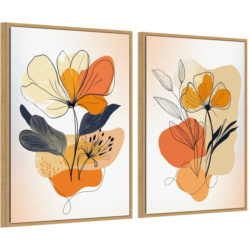  "Ember Blooms No. 1 & 3" par Sally Ann Moss, art mural sur toile encadré