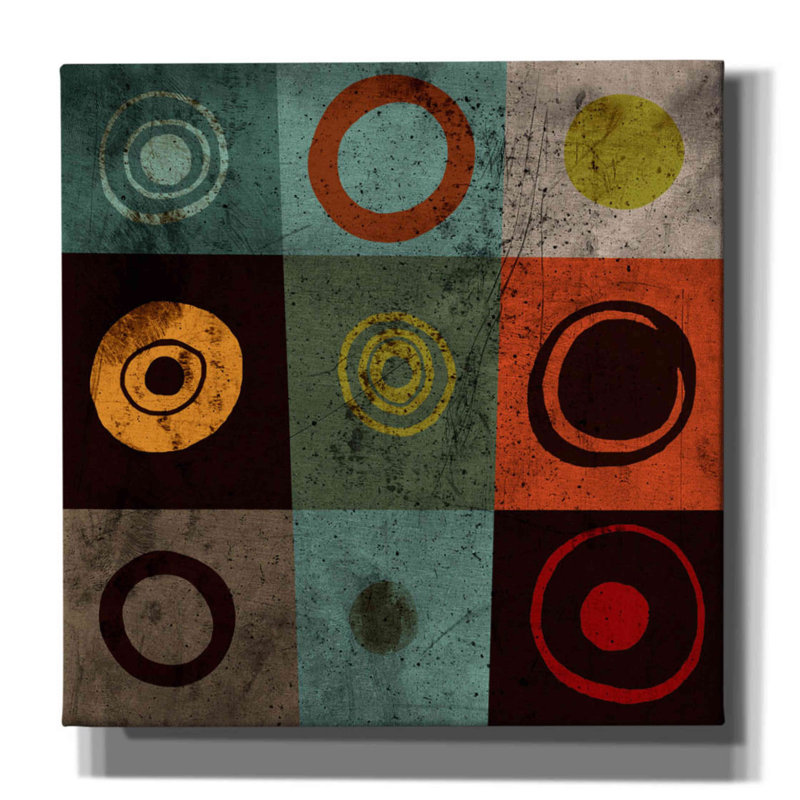 «Tiles Circles» par GraphINC - impression sur toile tendue, H 12 po x l 12 po x P 0,75 po