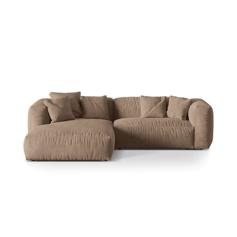 Bedar 2 Seater Velvet Corner Sofa , Dark Beige