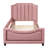 Twin Upholstered Daybed In Enchanting Pink With Classic Stripe Headboard - Structure Alluring Frame, Bedroom Beauty