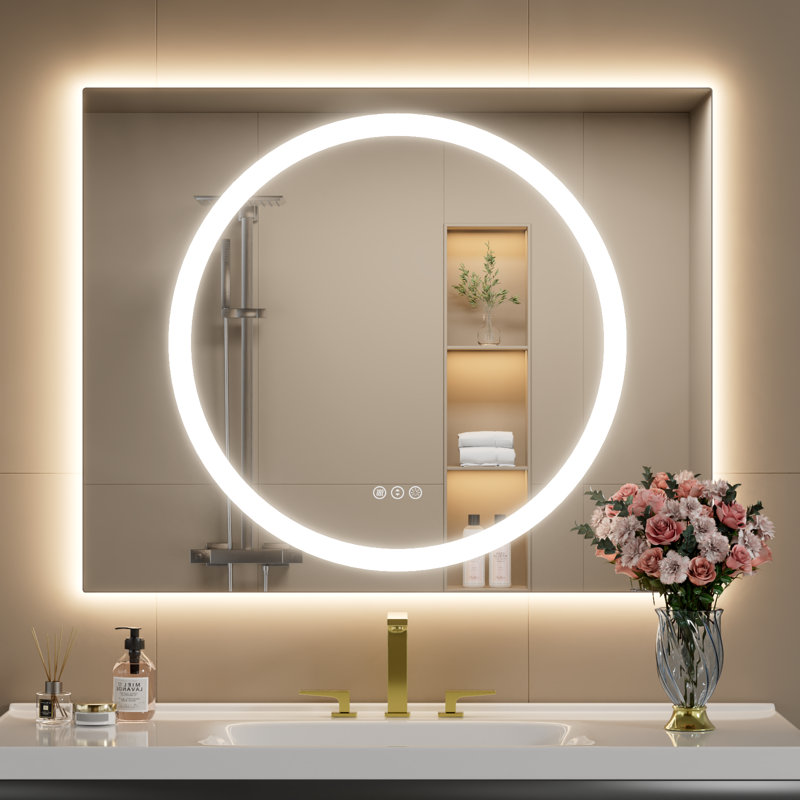 Dimmable LED Bathroom Mirror with Lights, 40" x 32"
