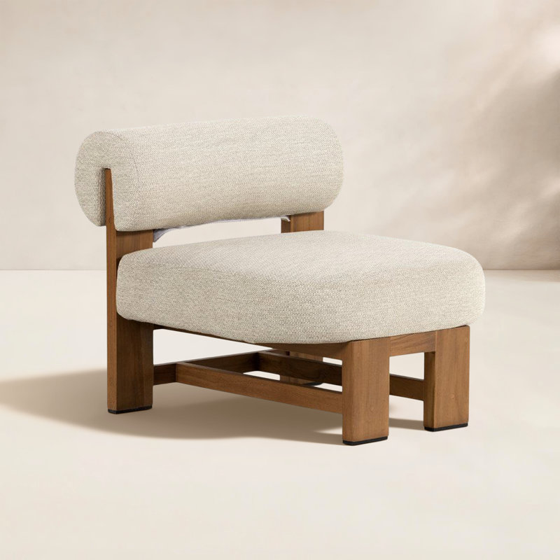 Malta Outdoor Teak Lounge Chair, Natural, Faye Sand