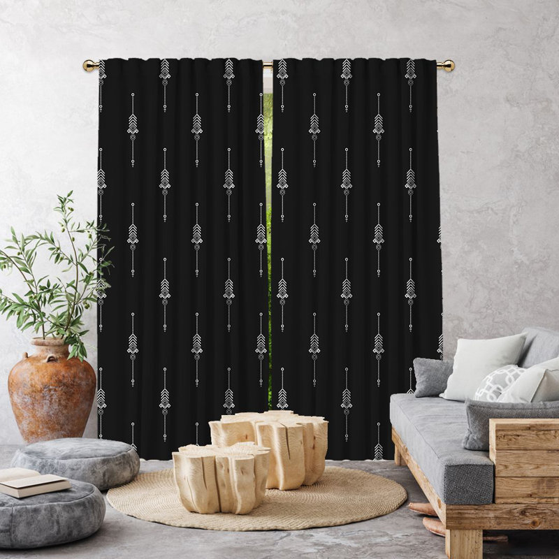 Burley Semi Sheer Curtain Pair, 140cm Width x 175cm Drop, Black