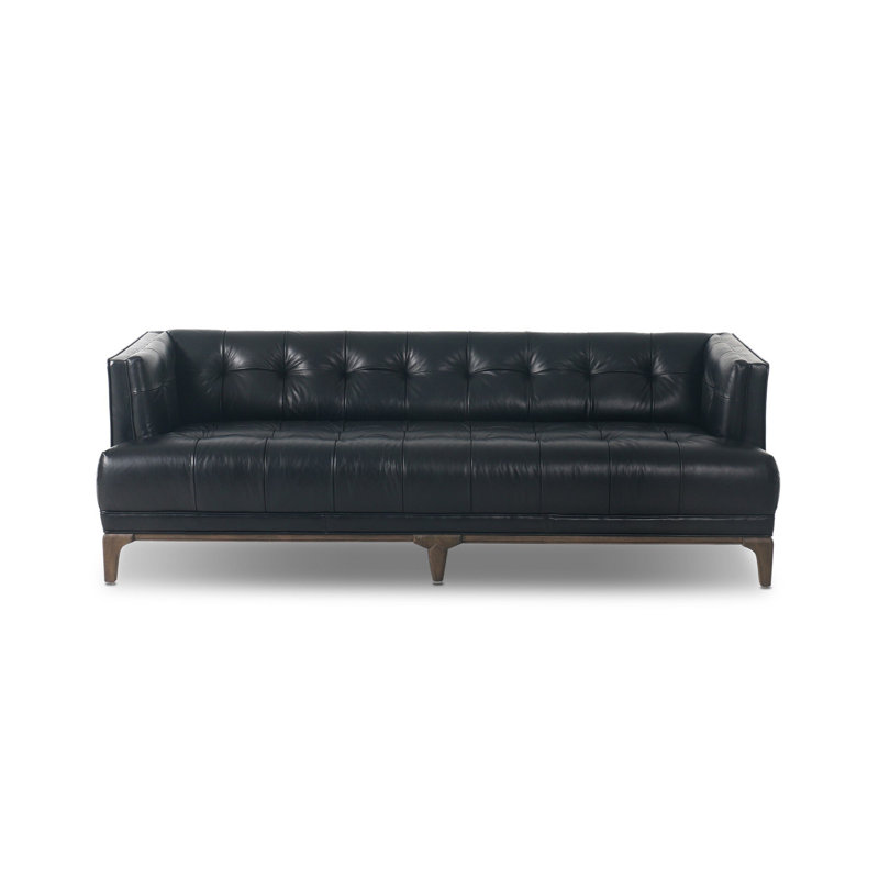 Canapé Beatrice - 78 po - Noir, Cuir fleur dérive Palerme, Gris Aspen