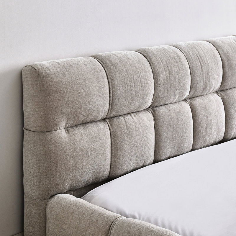 Structure de lit épais en chenille de grande taille, sans sommier tapissier, structure de chambre à coucher robuste et beige avec tête de lit, ressort nécessaire, moderne