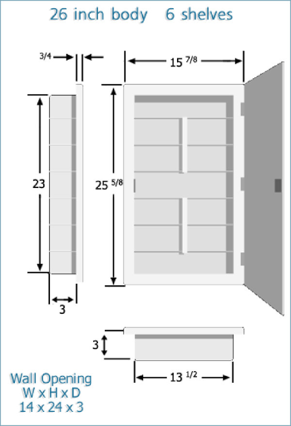 Ebern Designs Lablanc 16'' W 26'' H Recessed Frameless Medicine