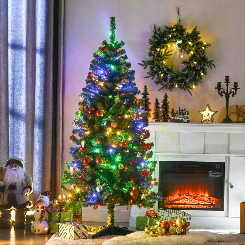 Arbre de Noël artificiel haut 6 pi avec 584 branches, 212 lumières DEL blanc chaud ou coloré, ouverture automatique, 6'