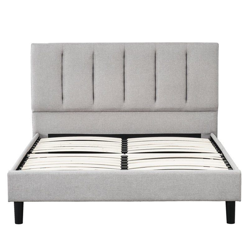 Upholstered Platform Bed Frame, Tufted Headboard, Full / Double