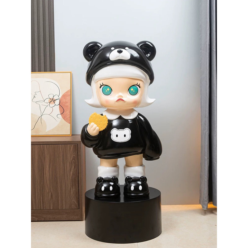 POP Light-luxury Style Eco-friendly Resin Cartoon Ornament, Black/White