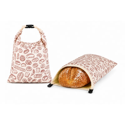 2-Piece XL Beeswax Sourdough Bread Bag Set for Homemade Bread, Reusable Linen Cotton Storage Bags for Loaves