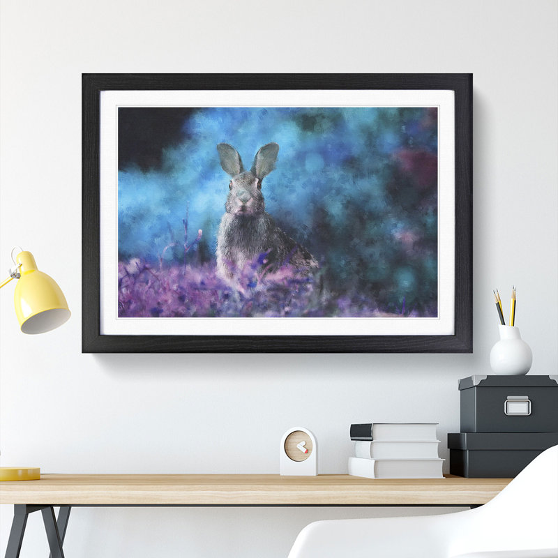 Curious Hare - Picture Frame Painting Print, 62cm H x 87cm W x 2cm D, Black Framed